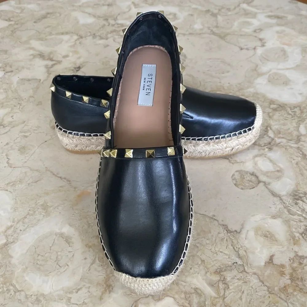 Steve Madden Pauda Platform Espadrilles Gold Tone Studs